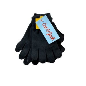 Cat & Jack Kids 3 Pack Winter Knit Gloves Black Recycled Polyester New